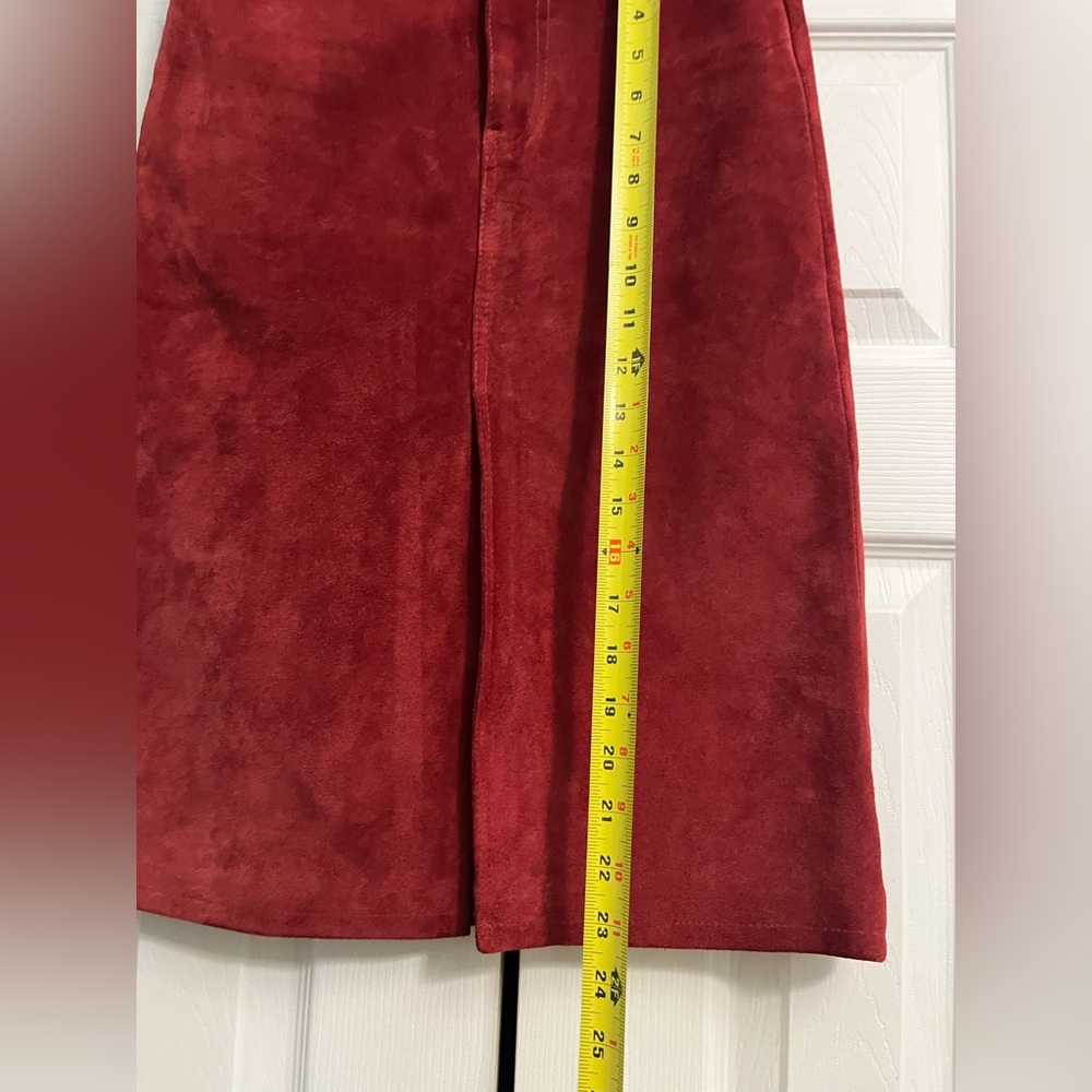 GAP Vintage‎ Y2K Red Suede Pencil Skirt Sz. M - Picture 5 of 11